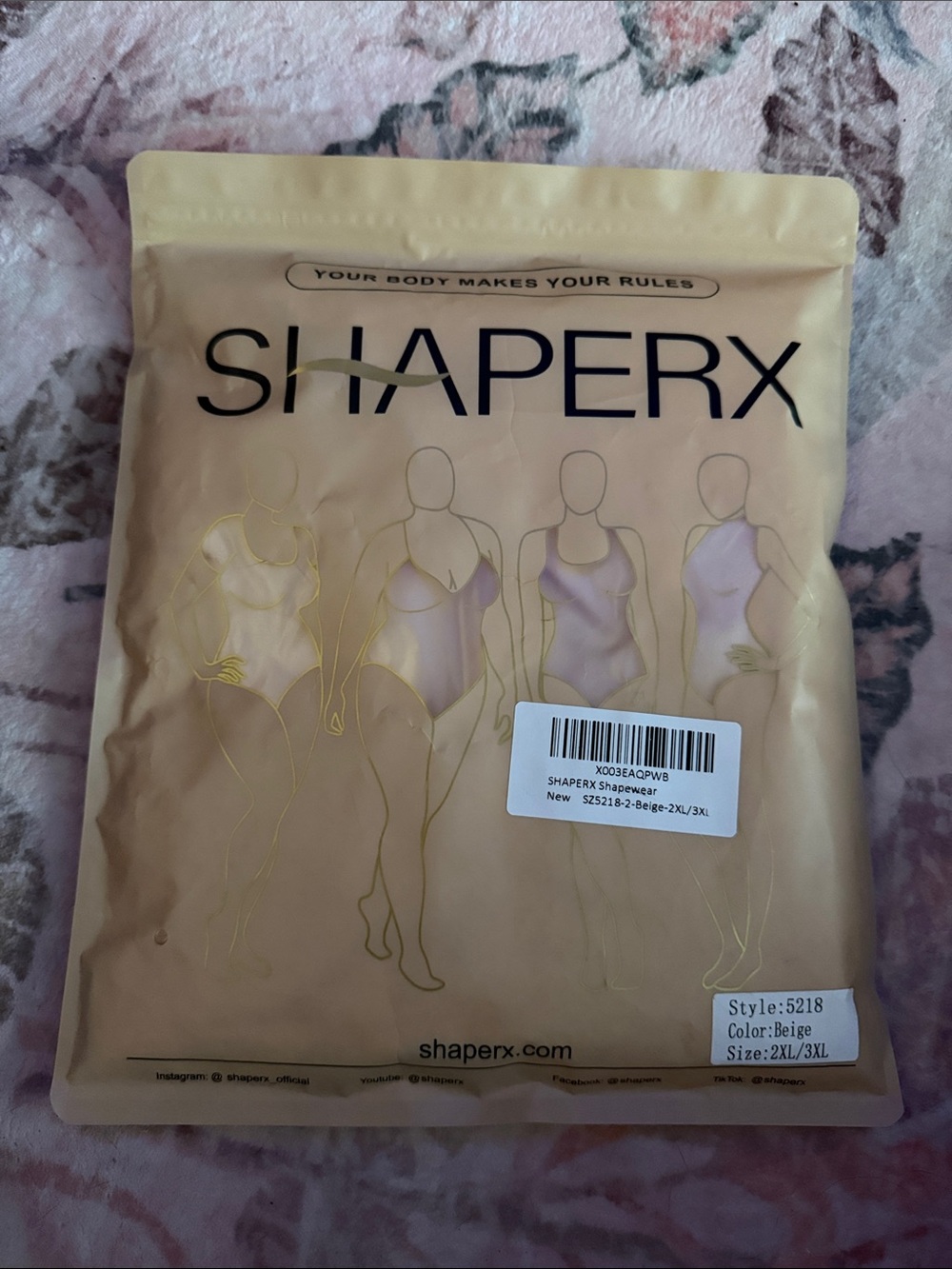 SHAPERX Women’s Beige Shapewear Bodysuit
